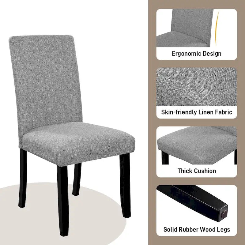 Juego de mesa de comedor redonda de 5 piezas beige/gris y negra, con capacidad para 4 personas