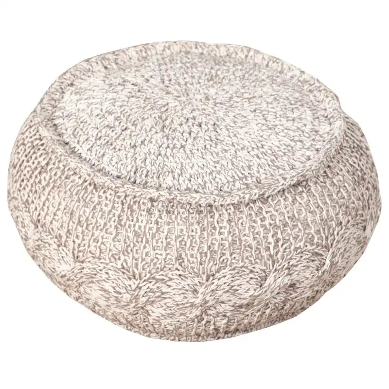Puf otomano de algodón beige de 50,8 cm con diseño geométrico para sala de estar