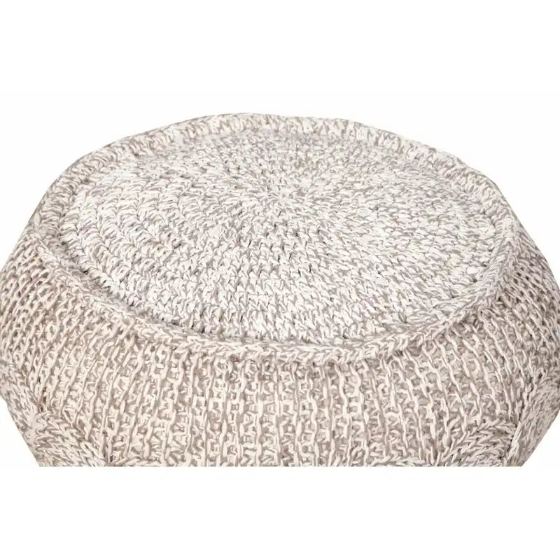 Puf otomano de algodón beige de 50,8 cm con diseño geométrico para sala de estar