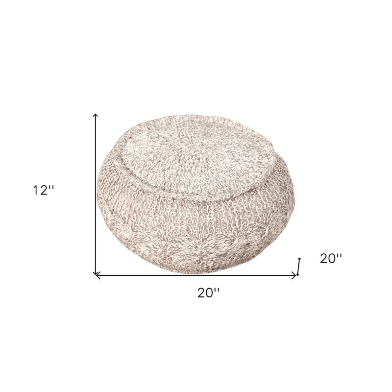 Puf otomano de algodón beige de 50,8 cm con diseño geométrico para sala de estar