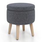 Puf otomano cuadrado beige con tapa de bandeja reversible, 1 persona