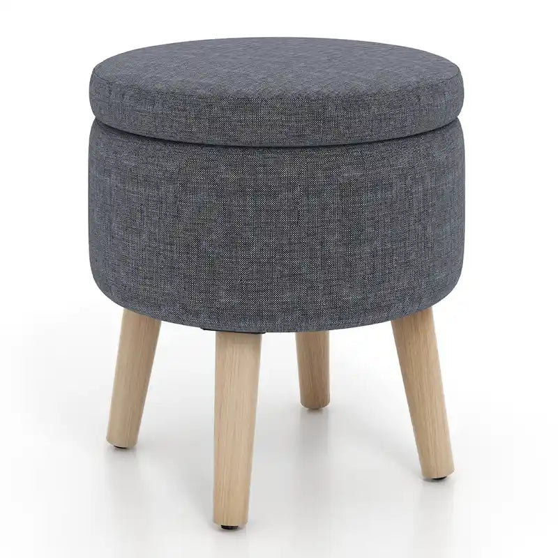 Puf otomano cuadrado beige con tapa de bandeja reversible, 1 persona