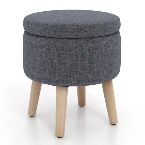 Puf otomano cuadrado beige con tapa de bandeja reversible, 1 persona