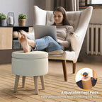 Puf otomano cuadrado beige con tapa de bandeja reversible, 1 persona