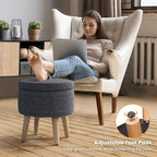 Puf otomano cuadrado beige con tapa de bandeja reversible, 1 persona