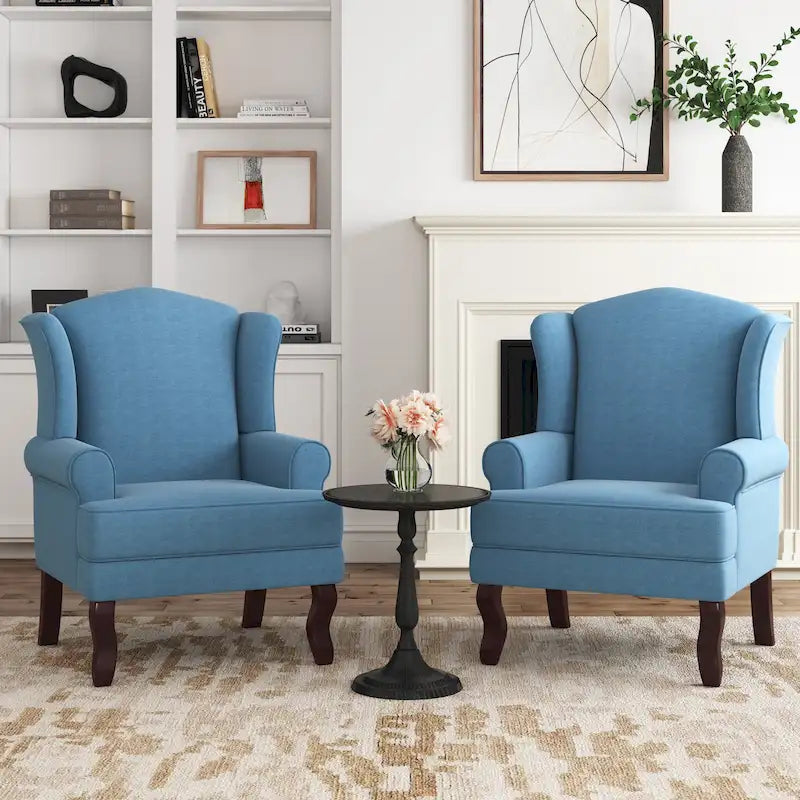 Sillones de realce con orejeras color azul cielo / arándano / camel, juego de 2