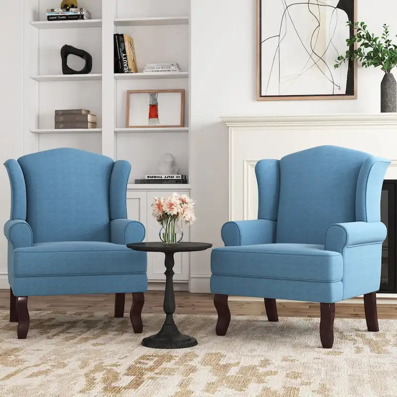 Sillones de realce con orejeras color azul cielo / arándano / camel, juego de 2