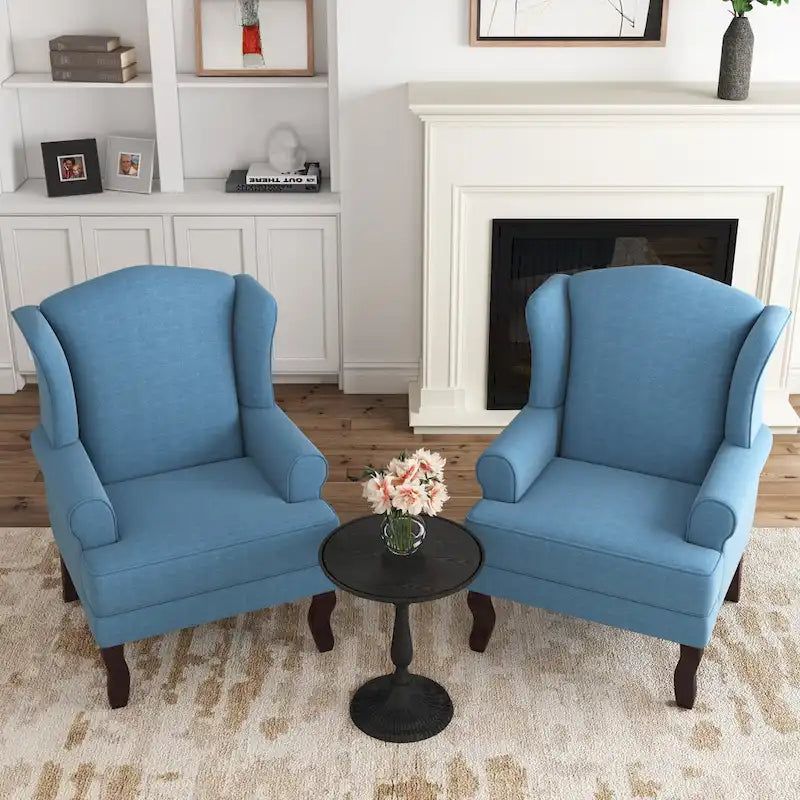 Sillones de realce con orejeras color azul cielo / arándano / camel, juego de 2