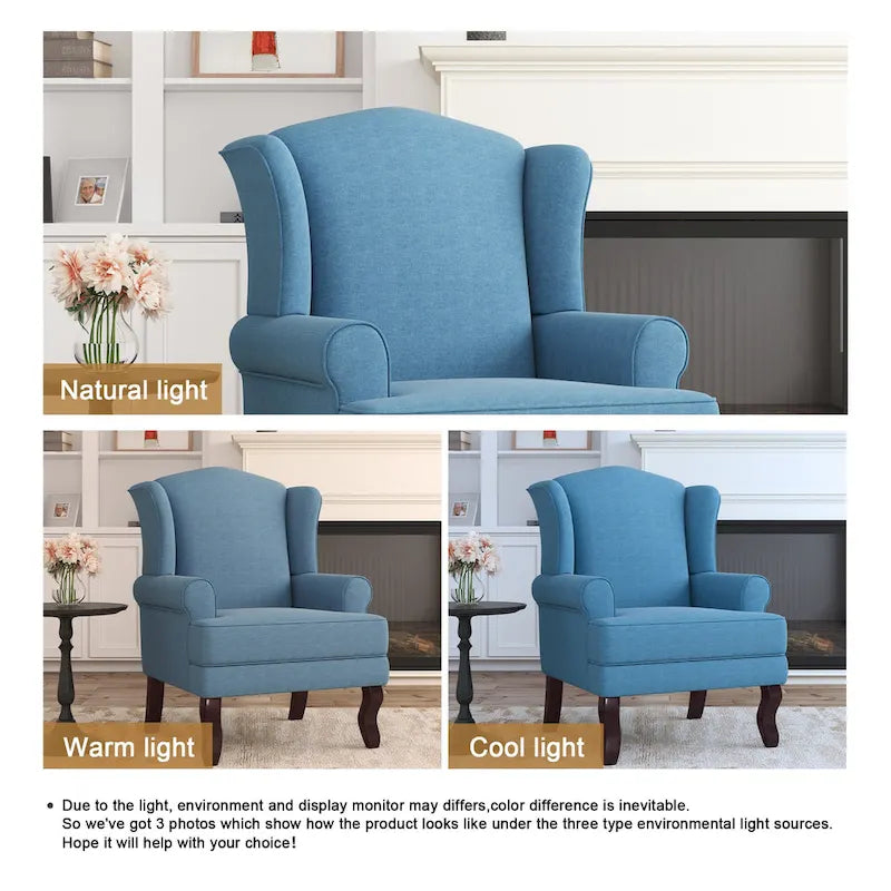 Sillones de realce con orejeras color azul cielo / arándano / camel, juego de 2
