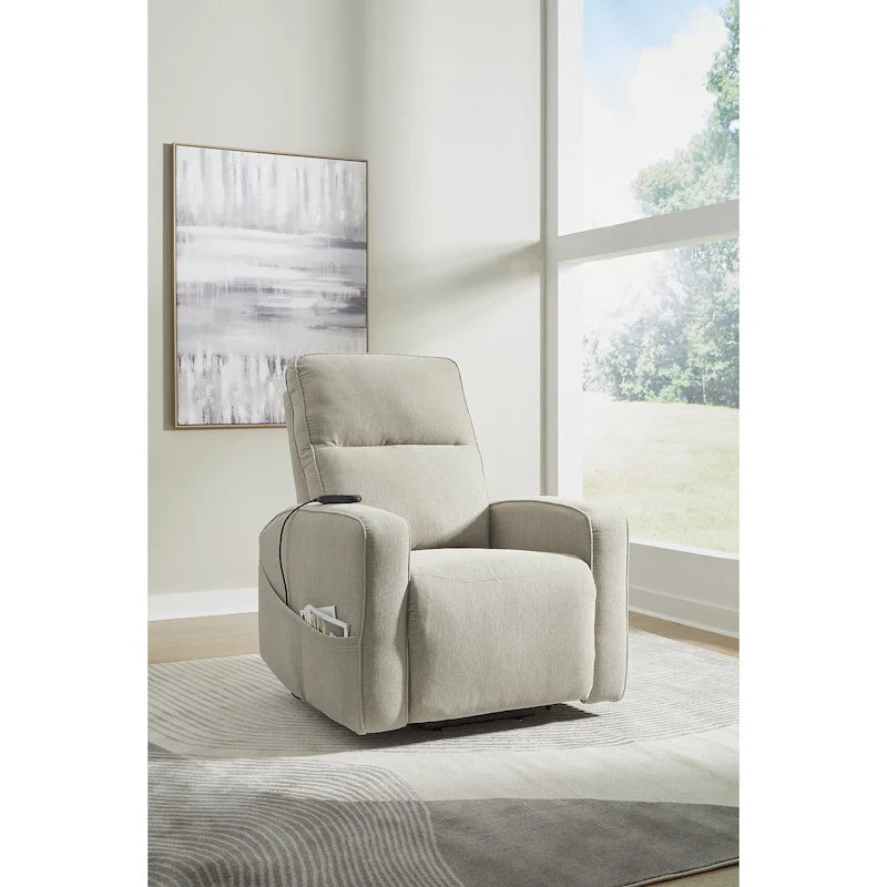 Sillón reclinable eléctrico beis/gris, 1 persona