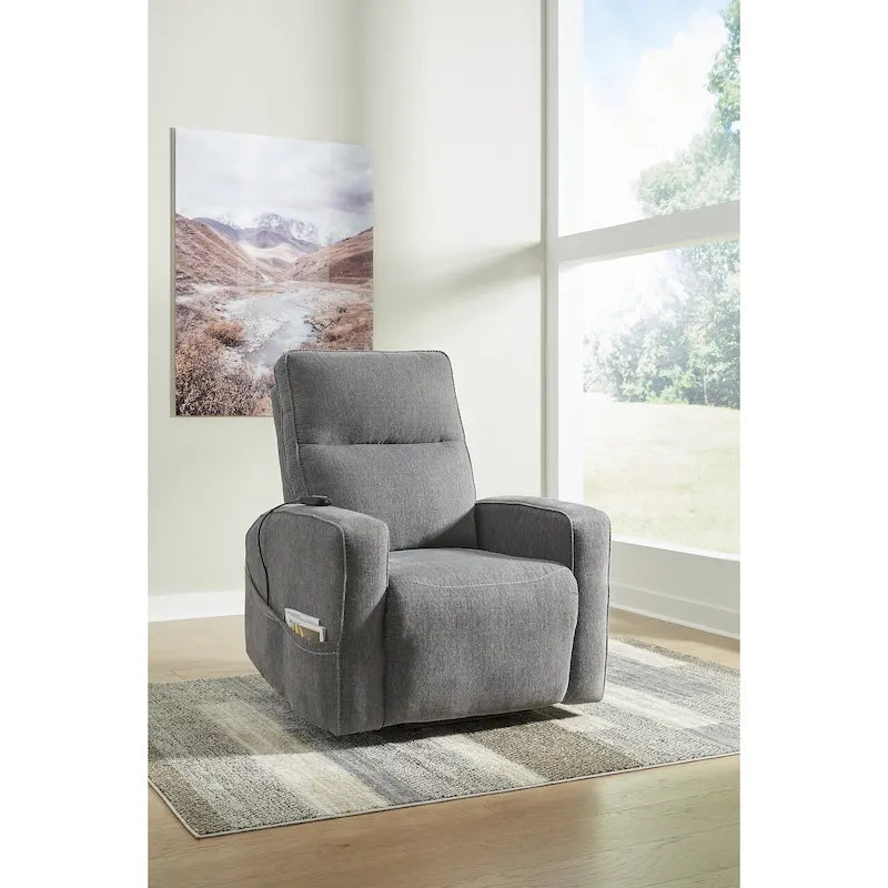 Sillón reclinable eléctrico beis/gris, 1 persona