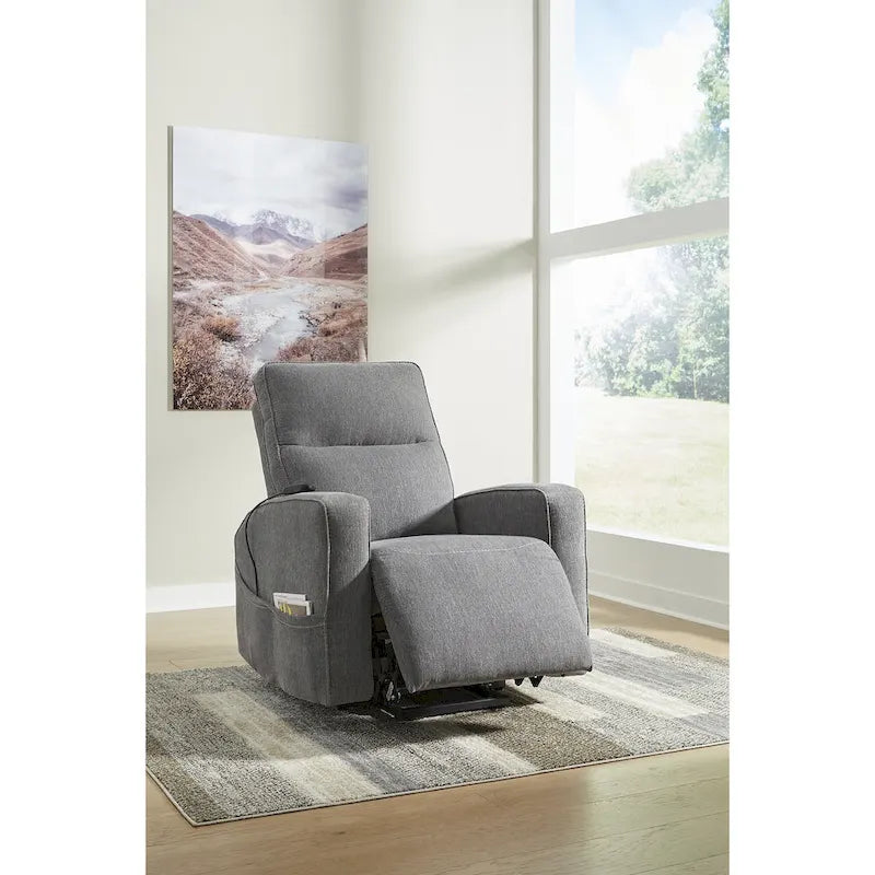 Sillón reclinable eléctrico beis/gris, 1 persona