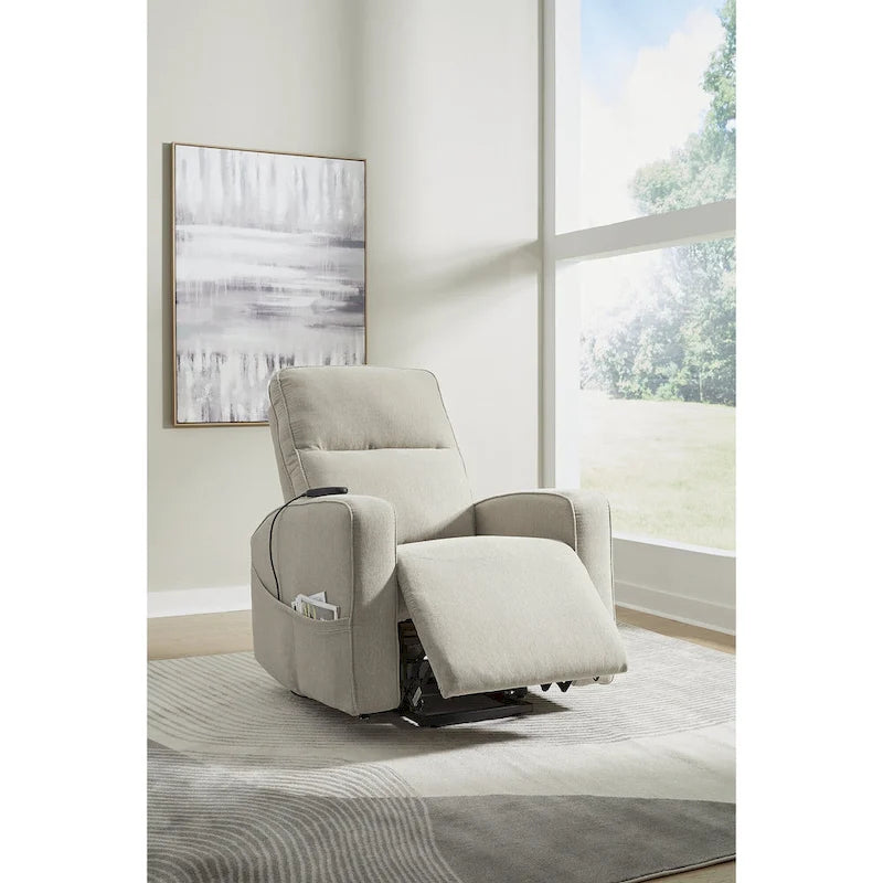 Sillón reclinable eléctrico beis/gris, 1 persona