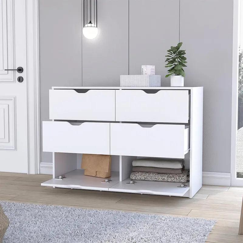 Cómoda de 42 pulgadas con 4 cajones para almacenamiento y organización de dormitorio