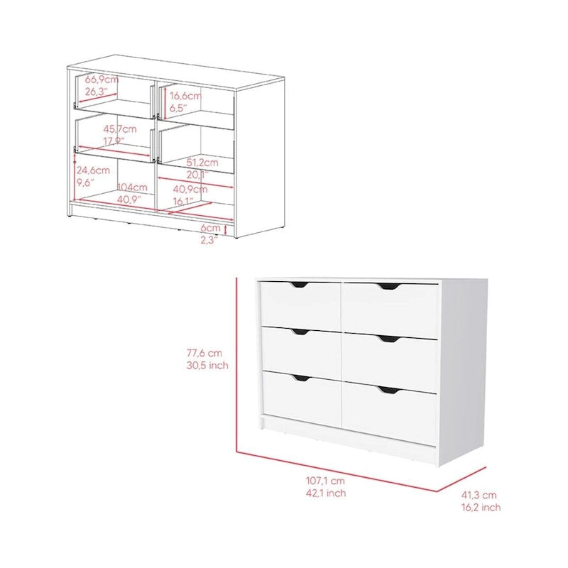 Cómoda de 42 pulgadas con 4 cajones para almacenamiento y organización de dormitorio