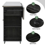 Isla de cocina exterior plegable de madera natural/negra/gris, 1 persona, madera de abeto y acero inoxidable