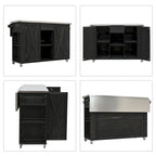 Isla de cocina exterior plegable de madera natural/negra/gris, 1 persona, madera de abeto y acero inoxidable