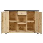 Isla de cocina exterior plegable de madera natural/negra/gris, 1 persona, madera de abeto y acero inoxidable