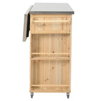 Isla de cocina exterior plegable de madera natural/negra/gris, 1 persona, madera de abeto y acero inoxidable