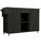 Isla de cocina exterior plegable de madera natural/negra/gris, 1 persona, madera de abeto y acero inoxidable