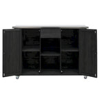 Isla de cocina exterior plegable de madera natural/negra/gris, 1 persona, madera de abeto y acero inoxidable