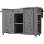Isla de cocina exterior plegable de madera natural/negra/gris, 1 persona, madera de abeto y acero inoxidable