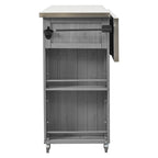 Isla de cocina exterior plegable de madera natural/negra/gris, 1 persona, madera de abeto y acero inoxidable