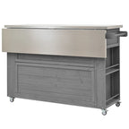 Isla de cocina exterior plegable de madera natural/negra/gris, 1 persona, madera de abeto y acero inoxidable