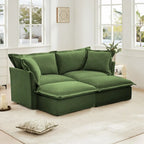 Sofá Modular Seccional de Chenilla con Otomanas, 2–4 Asientos (Azul / Negro / Crema / Verde)