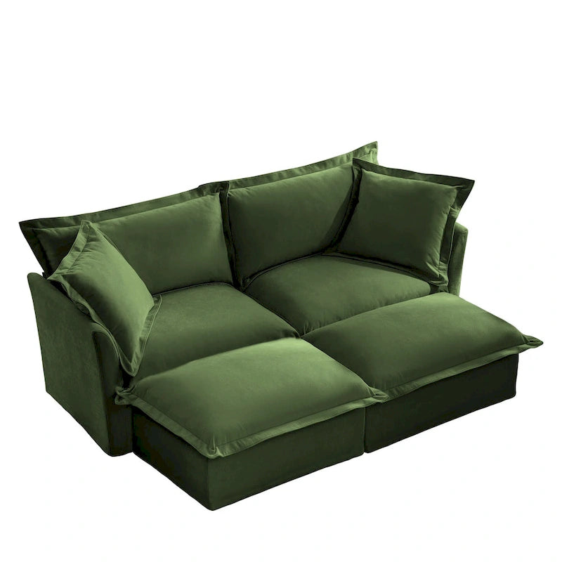 Sofá Modular Seccional de Chenilla con Otomanas, 2–4 Asientos (Azul / Negro / Crema / Verde)