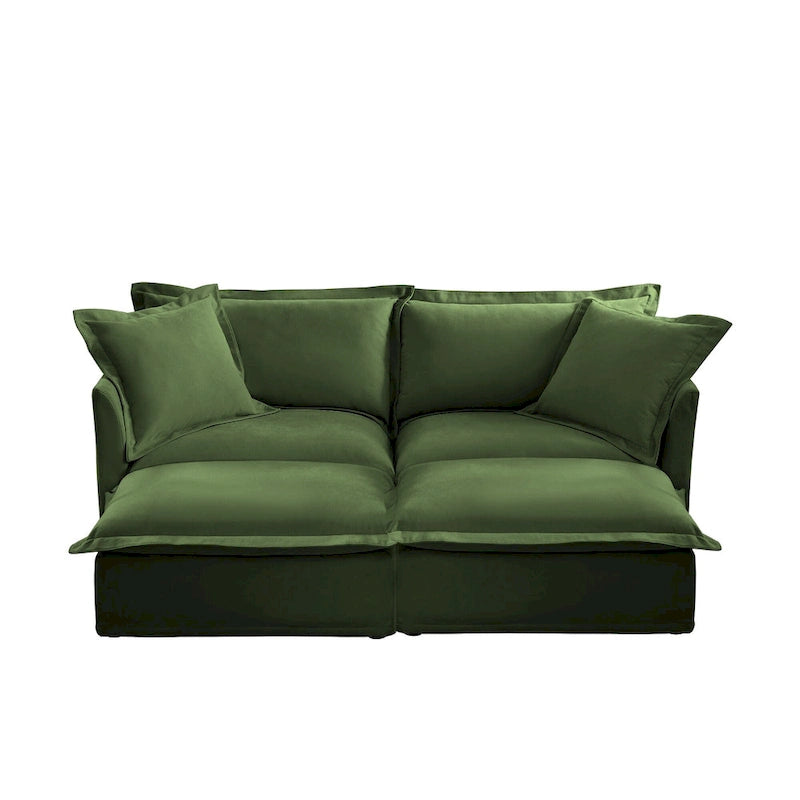 Sofá Modular Seccional de Chenilla con Otomanas, 2–4 Asientos (Azul / Negro / Crema / Verde)