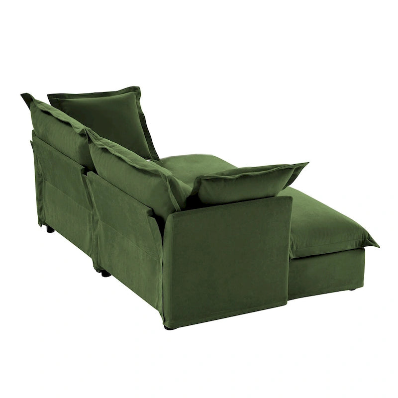 Sofá Modular Seccional de Chenilla con Otomanas, 2–4 Asientos (Azul / Negro / Crema / Verde)