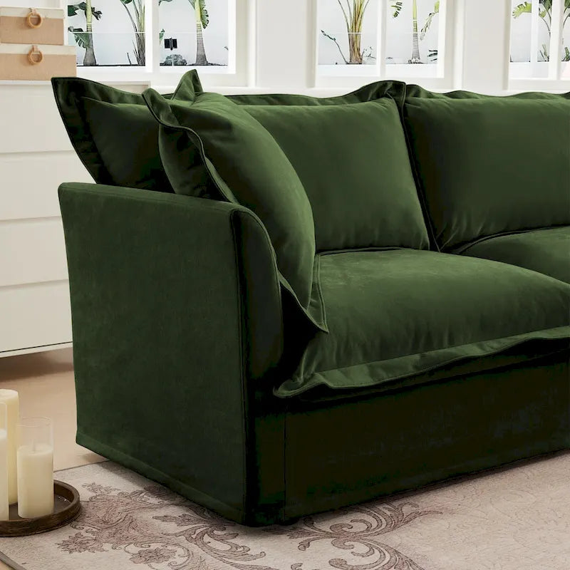 Sofá Modular Seccional de Chenilla con Otomanas, 2–4 Asientos (Azul / Negro / Crema / Verde)