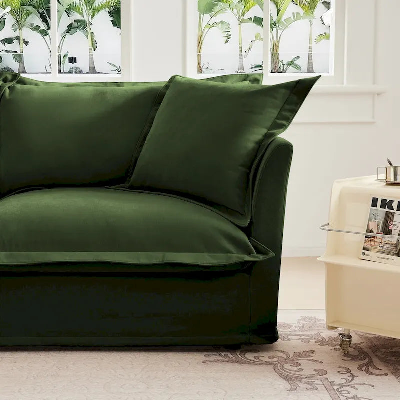 Sofá Modular Seccional de Chenilla con Otomanas, 2–4 Asientos (Azul / Negro / Crema / Verde)
