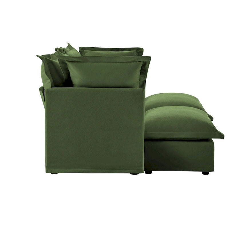 Sofá Modular Seccional de Chenilla con Otomanas, 2–4 Asientos (Azul / Negro / Crema / Verde)