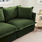 Sofá Modular Seccional de Chenilla con Otomanas, 2–4 Asientos (Azul / Negro / Crema / Verde)