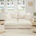 Sofá Modular Seccional de Chenilla con Otomanas, 2–4 Asientos (Azul / Negro / Crema / Verde)