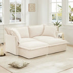 Sofá Modular Seccional de Chenilla con Otomanas, 2–4 Asientos (Azul / Negro / Crema / Verde)
