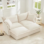 Sofá Modular Seccional de Chenilla con Otomanas, 2–4 Asientos (Azul / Negro / Crema / Verde)