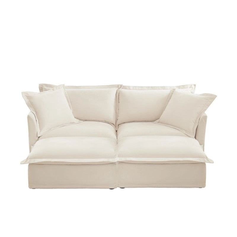 Sofá Modular Seccional de Chenilla con Otomanas, 2–4 Asientos (Azul / Negro / Crema / Verde)