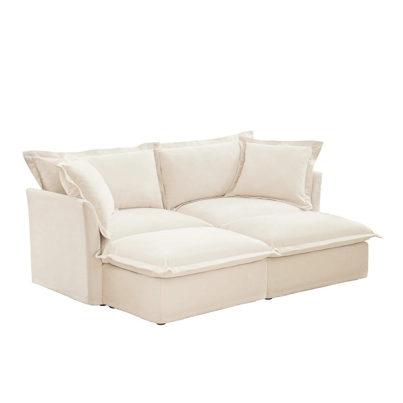 Sofá Modular Seccional de Chenilla con Otomanas, 2–4 Asientos (Azul / Negro / Crema / Verde)