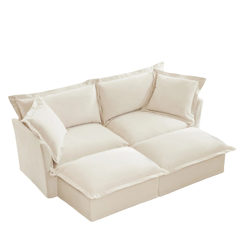 Sofá Modular Seccional de Chenilla con Otomanas, 2–4 Asientos (Azul / Negro / Crema / Verde)