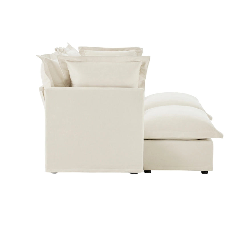 Sofá Modular Seccional de Chenilla con Otomanas, 2–4 Asientos (Azul / Negro / Crema / Verde)