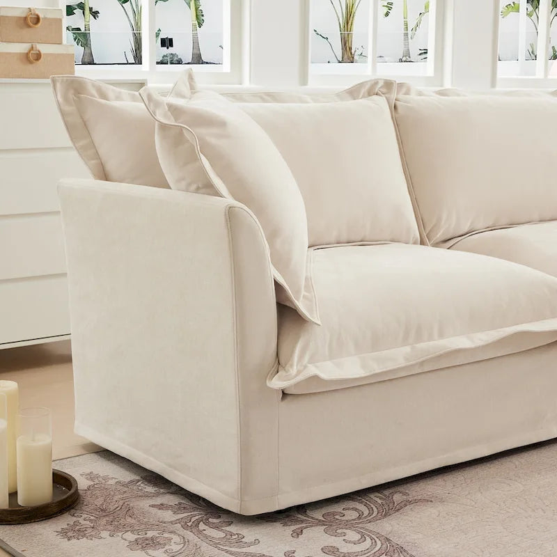 Sofá Modular Seccional de Chenilla con Otomanas, 2–4 Asientos (Azul / Negro / Crema / Verde)