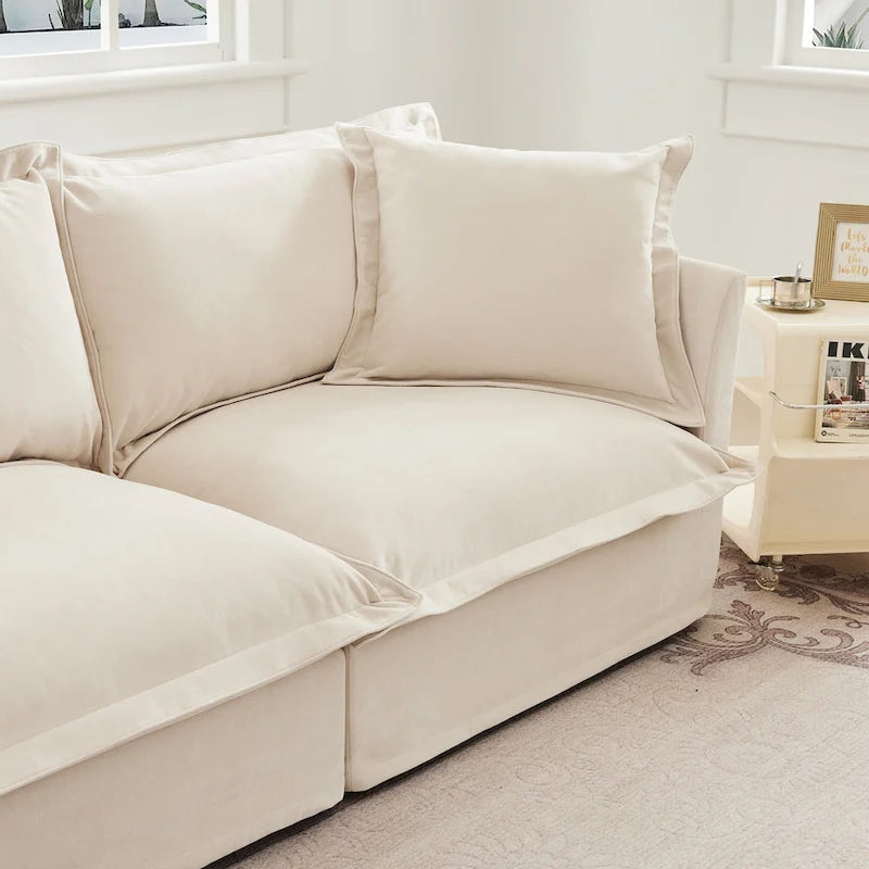 Sofá Modular Seccional de Chenilla con Otomanas, 2–4 Asientos (Azul / Negro / Crema / Verde)