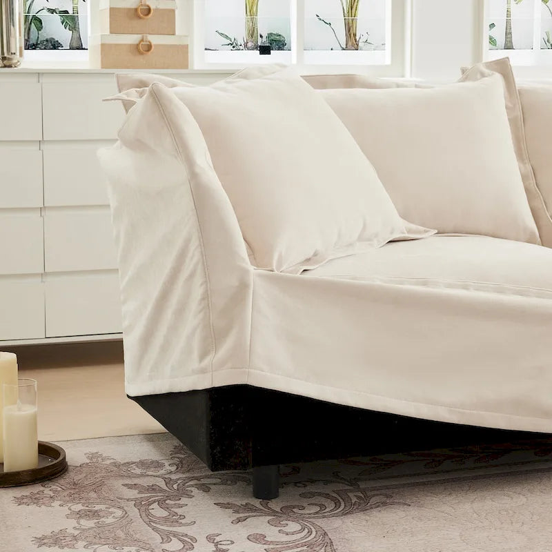 Sofá Modular Seccional de Chenilla con Otomanas, 2–4 Asientos (Azul / Negro / Crema / Verde)