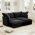 Sofá Modular Seccional de Chenilla con Otomanas, 2–4 Asientos (Azul / Negro / Crema / Verde)