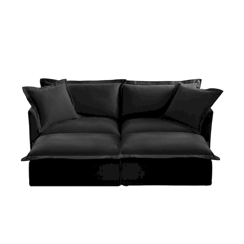 Sofá Modular Seccional de Chenilla con Otomanas, 2–4 Asientos (Azul / Negro / Crema / Verde)