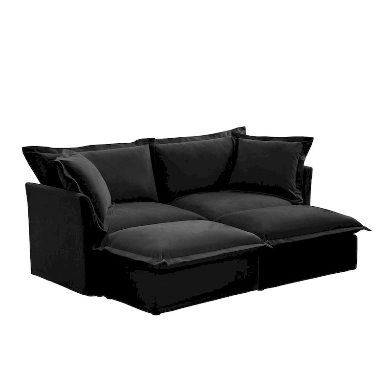 Sofá Modular Seccional de Chenilla con Otomanas, 2–4 Asientos (Azul / Negro / Crema / Verde)