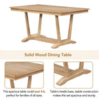 Juego de comedor de madera maciza de 5 piezas de nogal/natural, capacidad para 4 a 6 personas